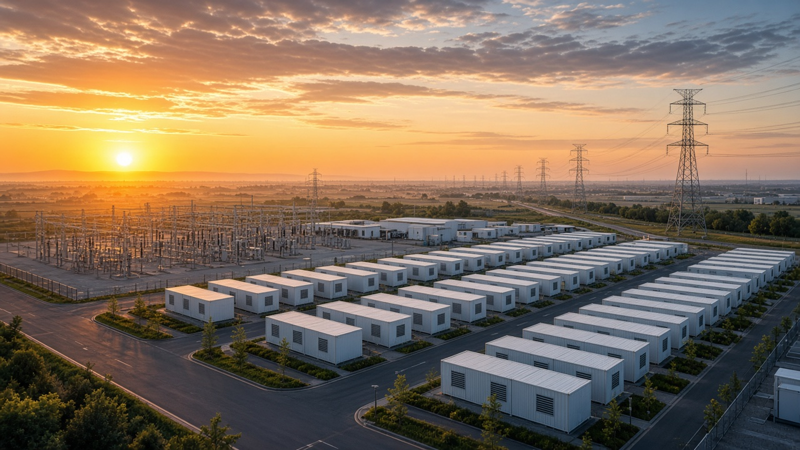 Sunrise over Coregrid data center campus